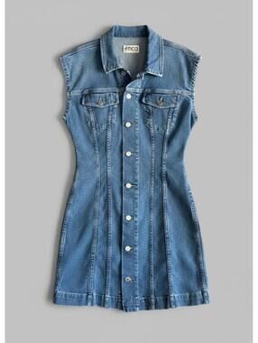 Etica Gabriela Denim Dress M Coquette Aesthetic Sustainable Jean Mini Button Up